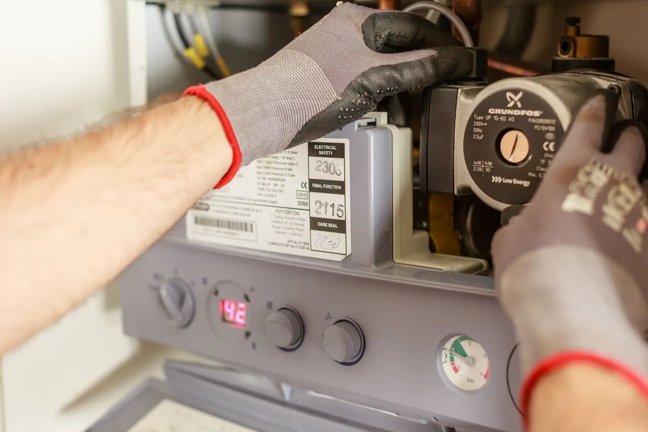 Service professional preparing equipment